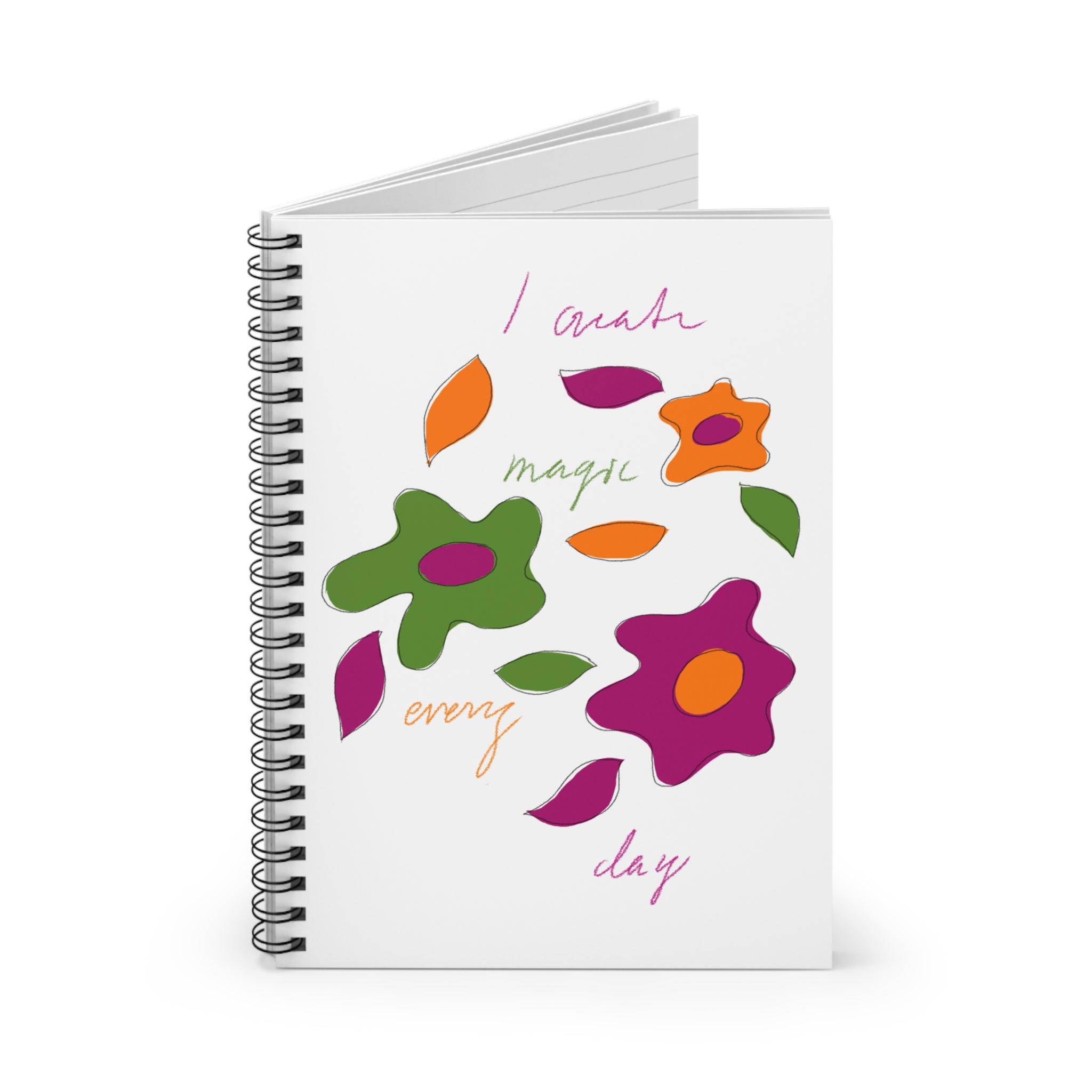 Spiral Notebook - Ruled Line - I Create Magic Everyday - White